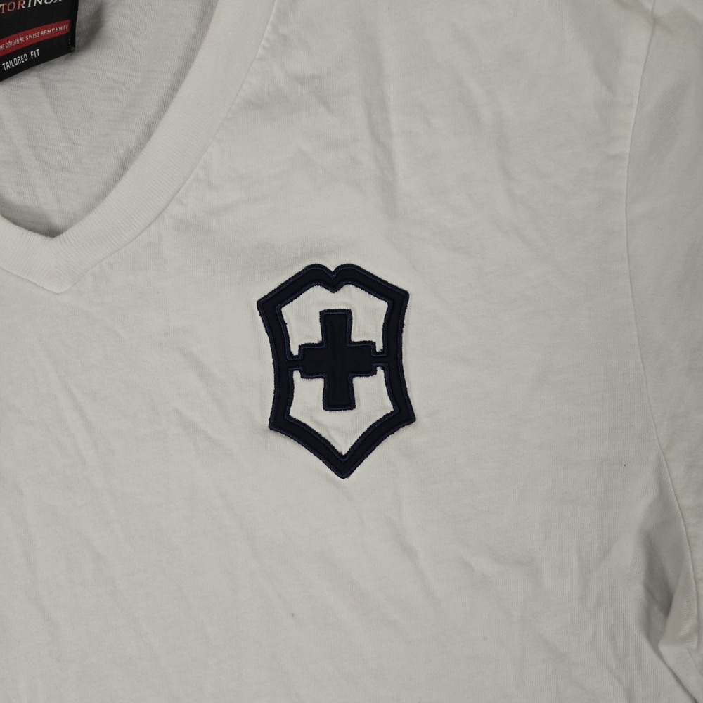 Victorinox T‎ Shirt Mens Medium White Crest Logo Casual 100% Cotton Swiss - Picture 5 of 7